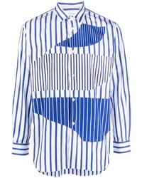 weißes vertikal gestreiftes Langarmhemd von Comme Des Garcons SHIRT