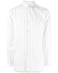 weißes vertikal gestreiftes Langarmhemd von Comme Des Garcons SHIRT