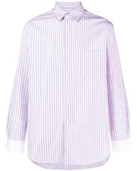 weißes vertikal gestreiftes Langarmhemd von Comme Des Garcons SHIRT