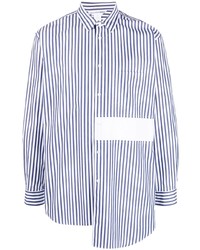 weißes vertikal gestreiftes Langarmhemd von Comme Des Garcons SHIRT