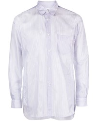 weißes vertikal gestreiftes Langarmhemd von Comme Des Garcons SHIRT