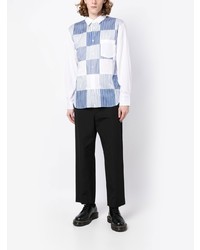 weißes vertikal gestreiftes Langarmhemd von Comme des Garcons Homme Deux