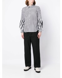 weißes vertikal gestreiftes Langarmhemd von Comme Des Garcons Homme Plus