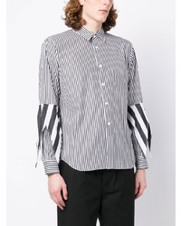 weißes vertikal gestreiftes Langarmhemd von Comme Des Garcons Homme Plus