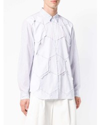 weißes vertikal gestreiftes Langarmhemd von Comme Des Garcons Homme Plus