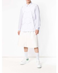 weißes vertikal gestreiftes Langarmhemd von Comme Des Garcons Homme Plus