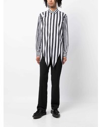 weißes vertikal gestreiftes Langarmhemd von Comme Des Garcons Homme Plus