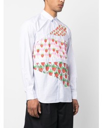 weißes vertikal gestreiftes Langarmhemd von Comme Des Garcons SHIRT