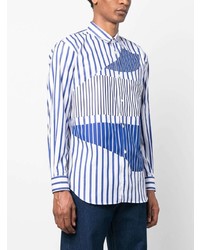 weißes vertikal gestreiftes Langarmhemd von Comme Des Garcons SHIRT