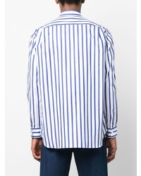 weißes vertikal gestreiftes Langarmhemd von Comme Des Garcons SHIRT