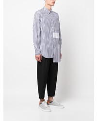 weißes vertikal gestreiftes Langarmhemd von Comme Des Garcons SHIRT