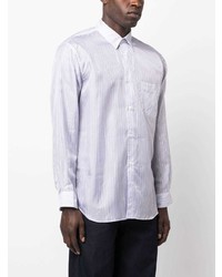 weißes vertikal gestreiftes Langarmhemd von Comme Des Garcons SHIRT