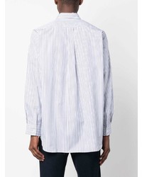 weißes vertikal gestreiftes Langarmhemd von Comme Des Garcons SHIRT