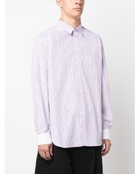 weißes vertikal gestreiftes Langarmhemd von Comme Des Garcons SHIRT