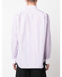 weißes vertikal gestreiftes Langarmhemd von Comme Des Garcons SHIRT