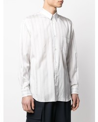 weißes vertikal gestreiftes Langarmhemd von Comme Des Garcons SHIRT