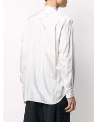 weißes vertikal gestreiftes Langarmhemd von Comme Des Garcons SHIRT