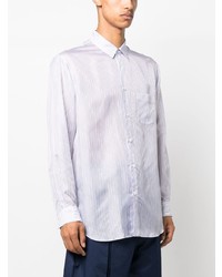 weißes vertikal gestreiftes Langarmhemd von Comme Des Garcons SHIRT