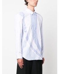 weißes vertikal gestreiftes Langarmhemd von Comme Des Garcons SHIRT