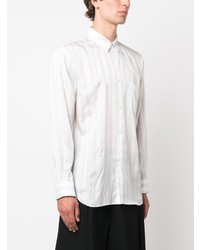 weißes vertikal gestreiftes Langarmhemd von Comme Des Garcons SHIRT