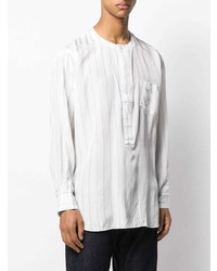 weißes vertikal gestreiftes Langarmhemd von Comme Des Garcons SHIRT