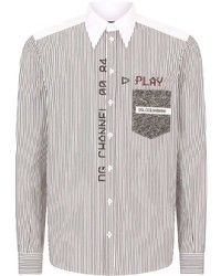 weißes vertikal gestreiftes Langarmhemd von Dolce & Gabbana