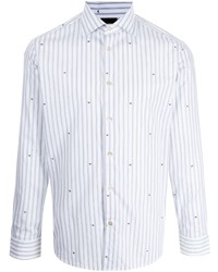 weißes vertikal gestreiftes Langarmhemd von Emporio Armani
