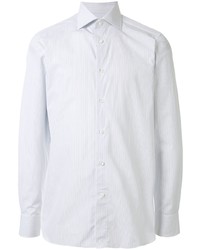 weißes vertikal gestreiftes Langarmhemd von Ermenegildo Zegna