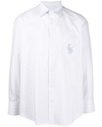weißes vertikal gestreiftes Langarmhemd von Ernest W. Baker