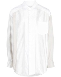 weißes vertikal gestreiftes Langarmhemd von Feng Chen Wang