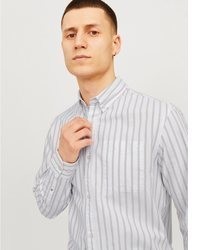 weißes vertikal gestreiftes Langarmhemd von Jack & Jones