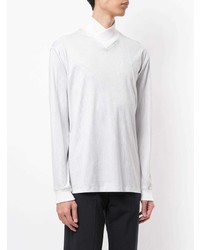 weißes vertikal gestreiftes Langarmhemd von Giorgio Armani