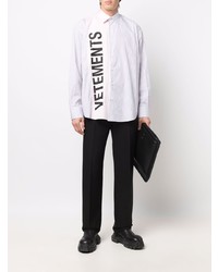 weißes vertikal gestreiftes Langarmhemd von Vetements