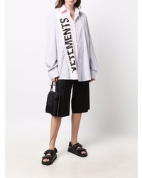 weißes vertikal gestreiftes Langarmhemd von Vetements