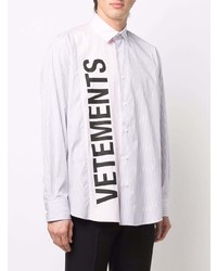 weißes vertikal gestreiftes Langarmhemd von Vetements