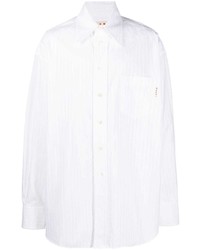 weißes vertikal gestreiftes Langarmhemd von Marni