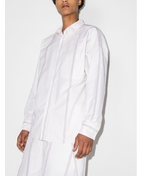 weißes vertikal gestreiftes Langarmhemd von Salvatore Ferragamo