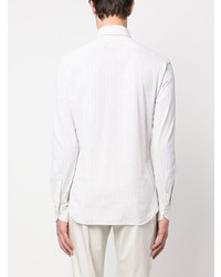 weißes vertikal gestreiftes Langarmhemd von Xacus
