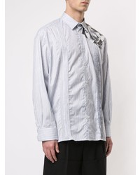 weißes vertikal gestreiftes Langarmhemd von Raf Simons