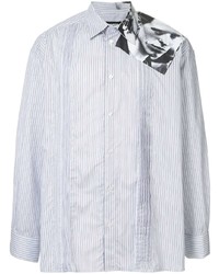 weißes vertikal gestreiftes Langarmhemd von Raf Simons