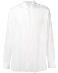 weißes vertikal gestreiftes Langarmhemd von Saint Laurent