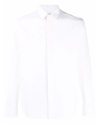 weißes vertikal gestreiftes Langarmhemd von Saint Laurent
