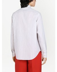weißes vertikal gestreiftes Langarmhemd von Gucci