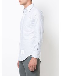 weißes vertikal gestreiftes Langarmhemd von Thom Browne