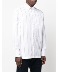 weißes vertikal gestreiftes Langarmhemd von Lanvin