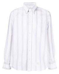 weißes vertikal gestreiftes Langarmhemd von Thom Browne