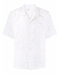 weißes vertikal gestreiftes Langarmhemd von Universal Works