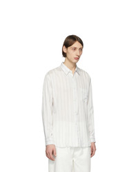 weißes vertikal gestreiftes Langarmhemd von Comme Des Garcons SHIRT