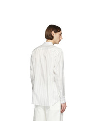 weißes vertikal gestreiftes Langarmhemd von Comme Des Garcons SHIRT