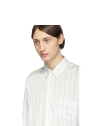 weißes vertikal gestreiftes Langarmhemd von Comme Des Garcons SHIRT